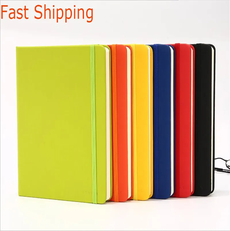 A5 7 couleurs Hardcover Bloc-notes Portable Étudiants portatifs Journal de poche Livre de poche Journal PU Cuir Cahier de voyage Cahier Éducation Fournitures de bureau