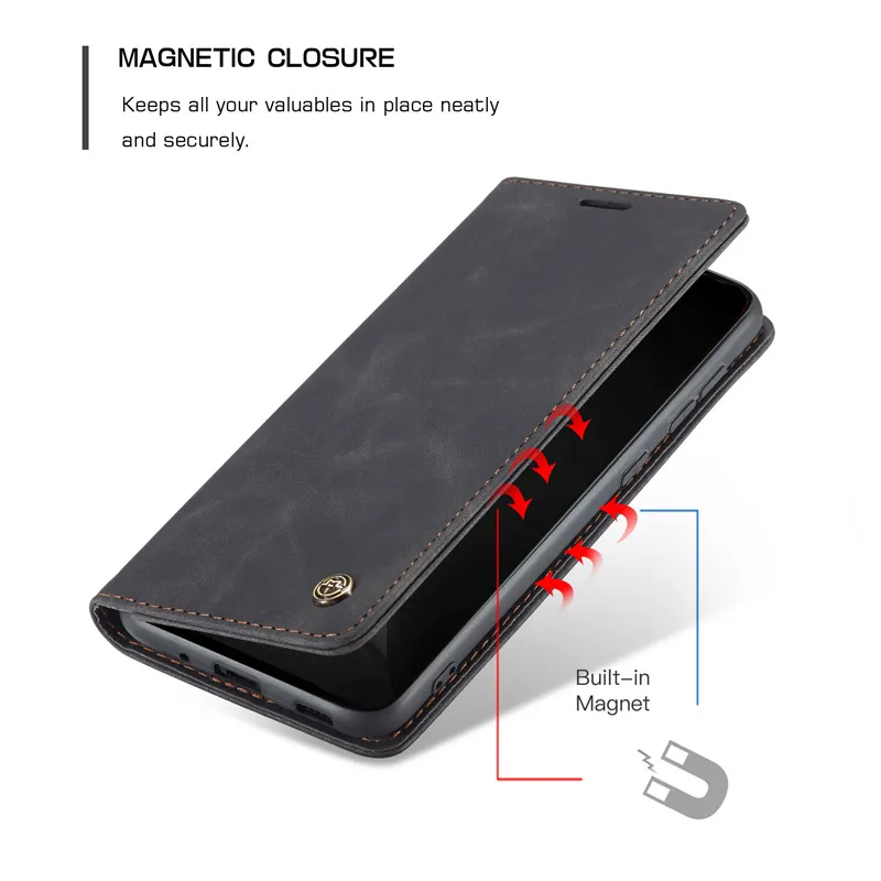 CaseMe Original Retro Magnetic Card leather Wallet Phone Cases For Samsung S10 S20 S21 Note20 A32 A52 A72 A12 A13 A23 A33 A53 A73 5G