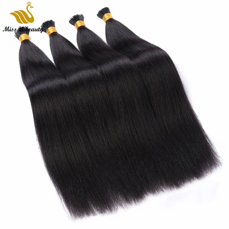 Extensions de cheveux pré-collées droites soyeuses de couleur noire naturelle 12-30 pouces 300g