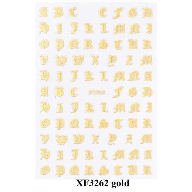 Gold And Black Laser Applique 3D Letter Ring Sticker For UV Gel Polish  Manicure NA210 From Zd201415, $0.33