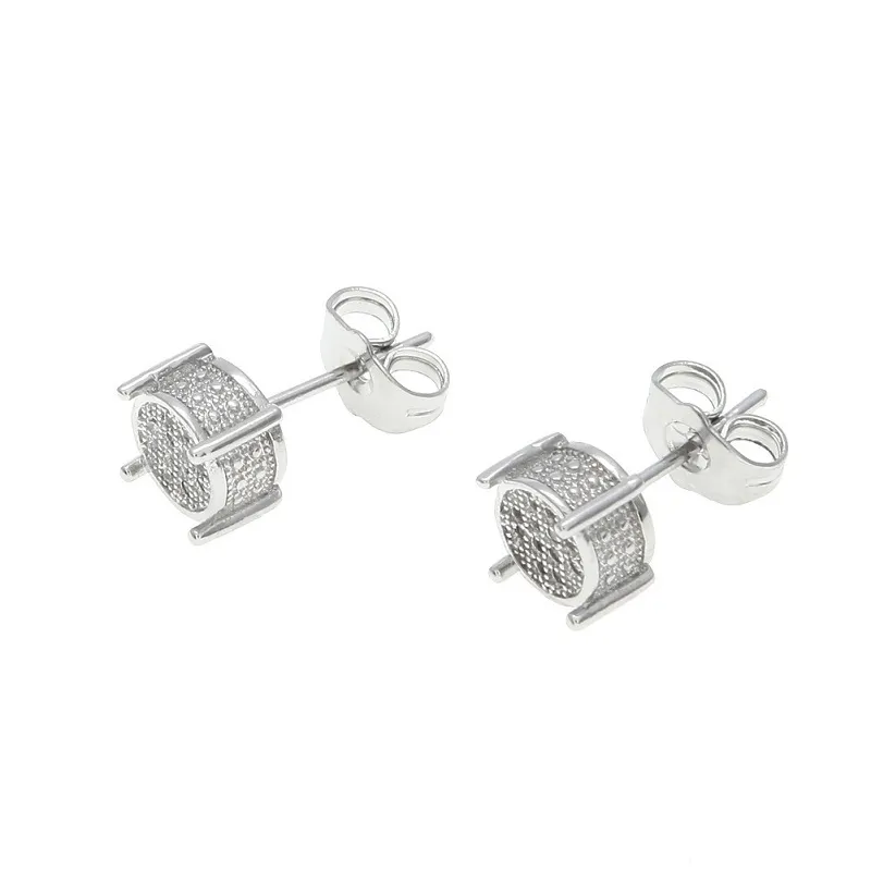 Boucles d'oreilles Hip Hop pour hommes, bijoux de haute qualité, mode or argent Zircon, boucles d'oreilles rondes pour hommes