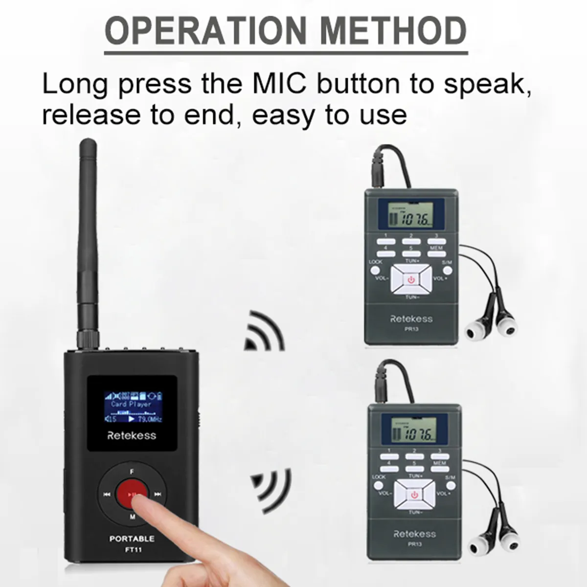 thumbnail image 2 of Retekess FT11 Portable FM Broadcast Transmitter With Microphone For Church/Car 2 of 3