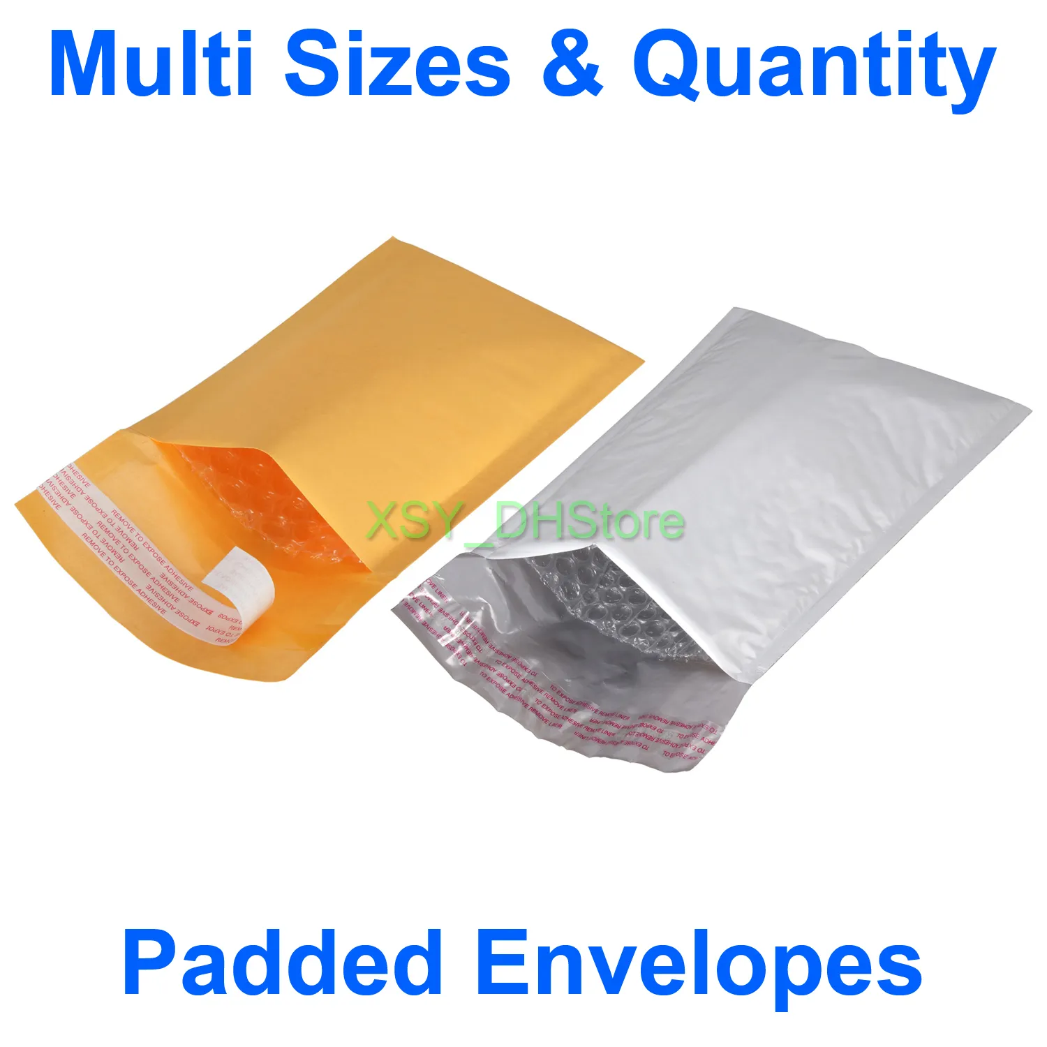 Çok Boyutları Miktar Kraft / Poli Yastıklı Zarflar Çanta Kabarcık Mailers Kullanılabilir Boyut 3 "4" 5 "x 6" 7 "8" inç (75 ila 130mm) * (150 ila 205mm)