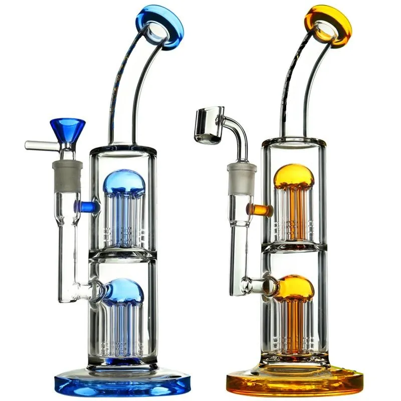 autres accessoires pour fumeurs Double Arms Trees Perc 10 pouces Bongs en verre Tall Water Pipes Beaker Bongs Dab Rigs avec Diffuse Downstem Oil Rigs