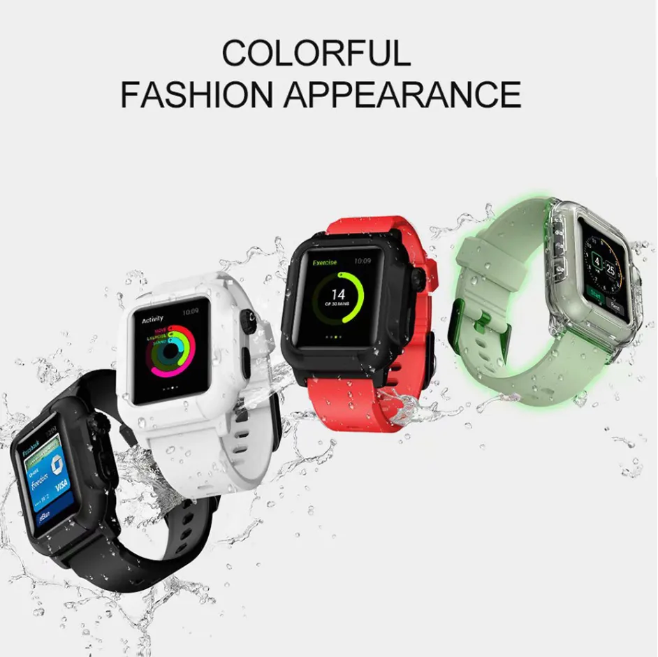 Luminous Esporte caso + Strap Para Apple Watch maçã faixa de relógio 4 3 5 44 milímetros / 40 milímetros / 42 milímetros impermeável tampa da caixa pulseira banda iWatch