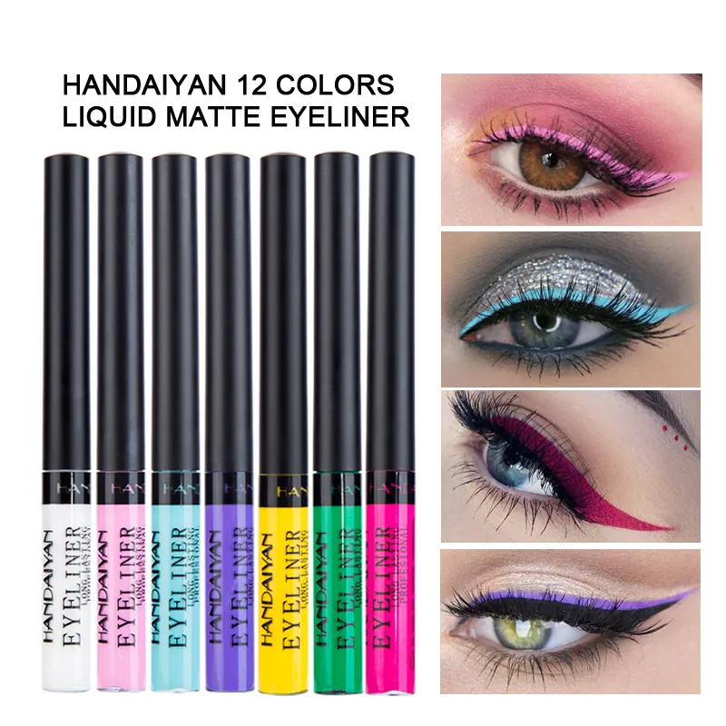 HANDAIYAN Liquid Eyeliner Quikly Dry Waterproof Liquid Eyeliner Brown Color Colorful Eye Liner Pencil 12 colors