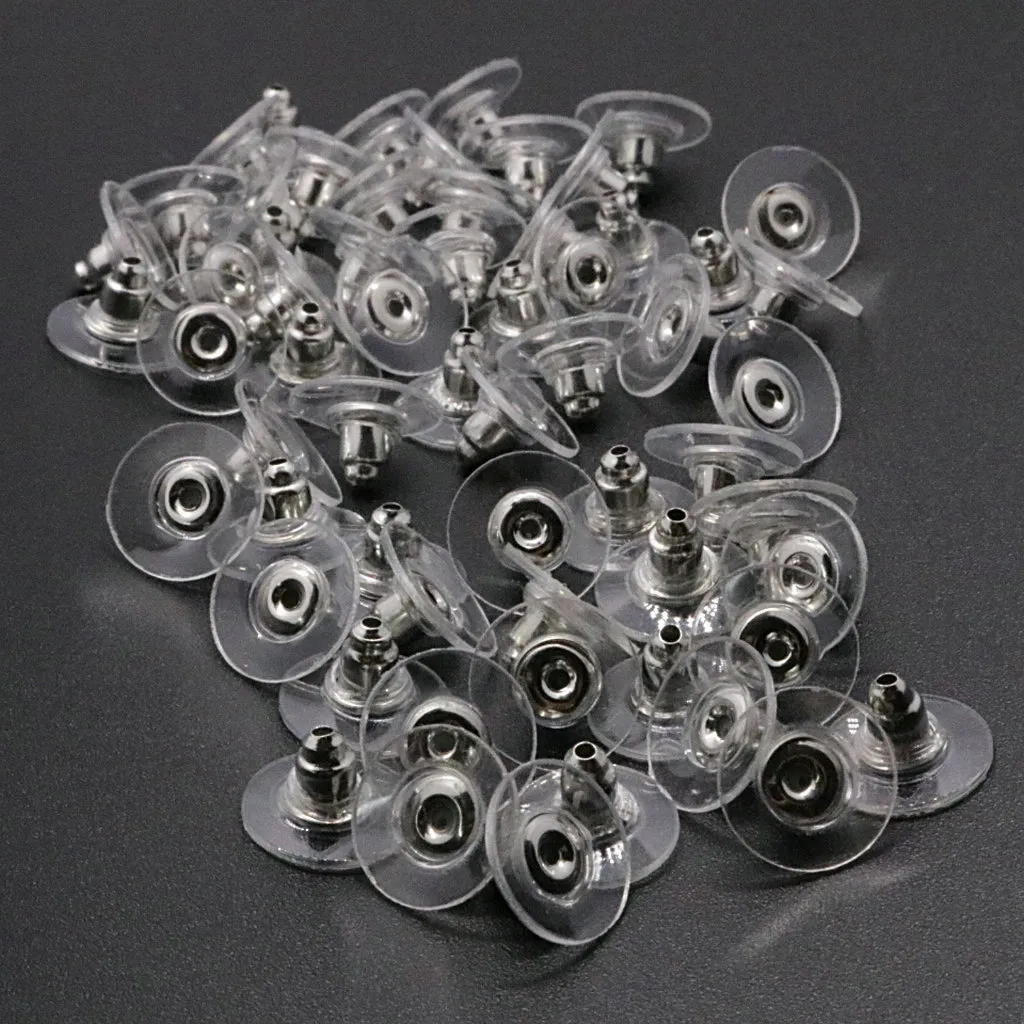 100pcs Silicone Earring Backs Rubber Ear Stoppers Eco-friendly Plastic Ear Backs Round Ear Plug Blocked Caps Earrings Back