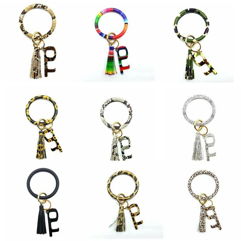 Bracelet Porte-clés PU Cuir PU Tassel Bracelet Keychains Porte-clés Public non Contact Ascensateur Bouton Bracelet Bracelet Tool de protection Toux Chain DHB970