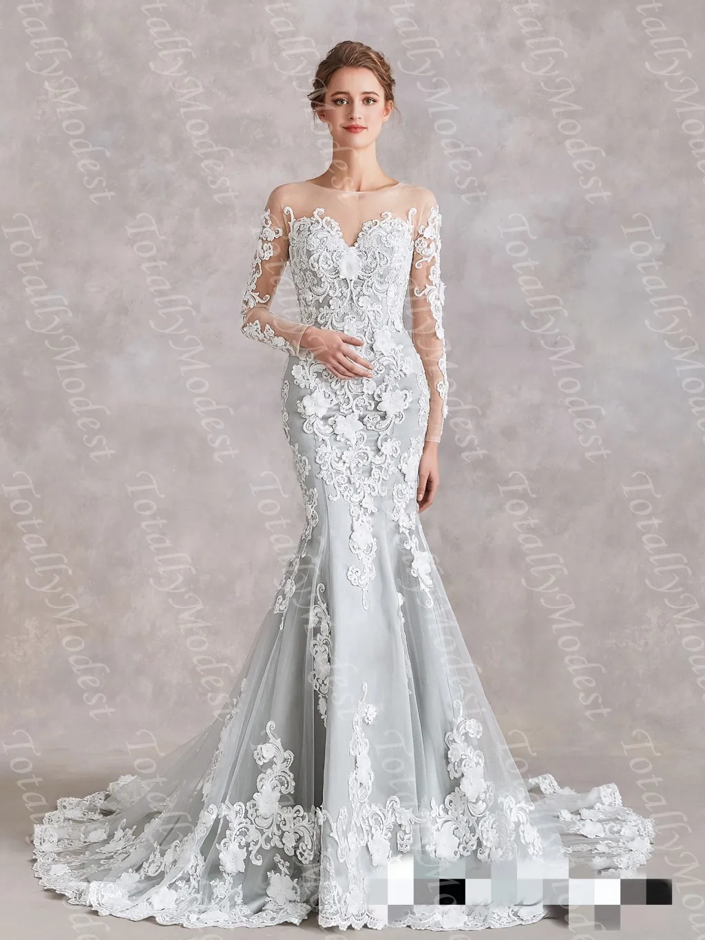 grey wedding dress