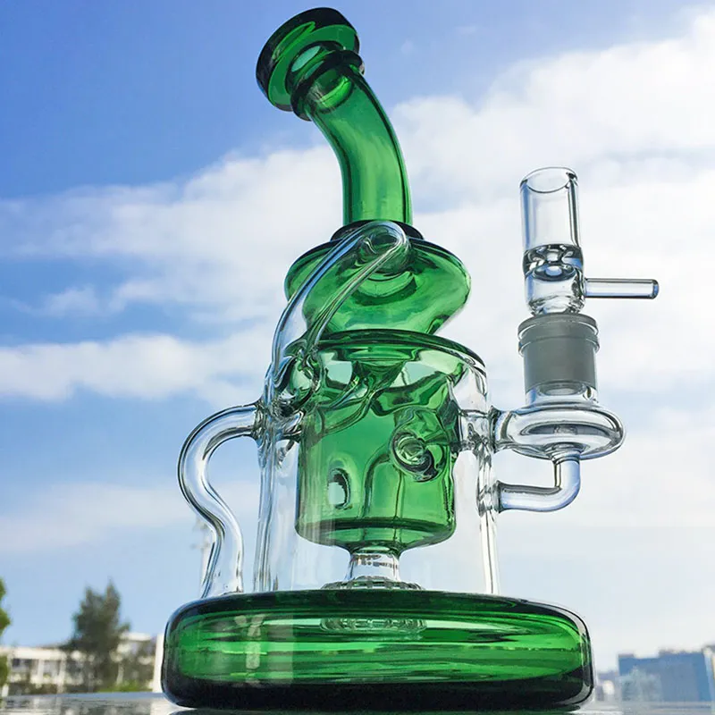 Tornado Recycler Glass Bong Klein Recycler Oil Rig showerhead perc Water Pipes Amber Heady Colors With Glass Bowl WP308