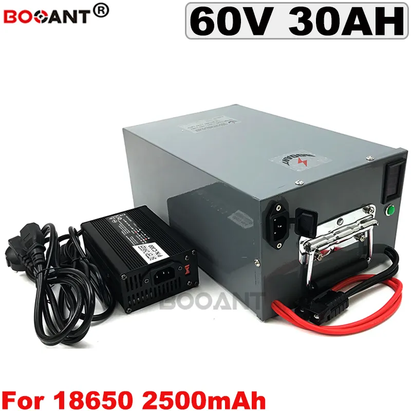 60v 1500w 2000w E-Bike Lithium ion Battery pack 16S 12P 60V 30AH Scooter de vélo électrique avec une boîte en métal + chargeur 5A