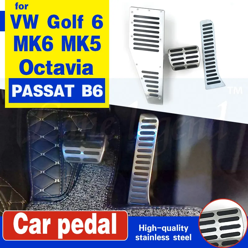 VWゴルフ用RHDペダル6 MK6 MK5 Scirocco Octavia Passat B6 B CCステンレス鋼自動フットレストアクセラレータブレーキペダル