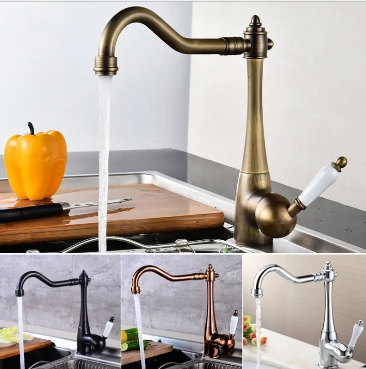 Torneiras de cozinha New Qualidade Chegada polido cobre filtro de água Saver giratória ORB Sink Faucet Petróleo friccionada Bronze Torneira de Cozinha