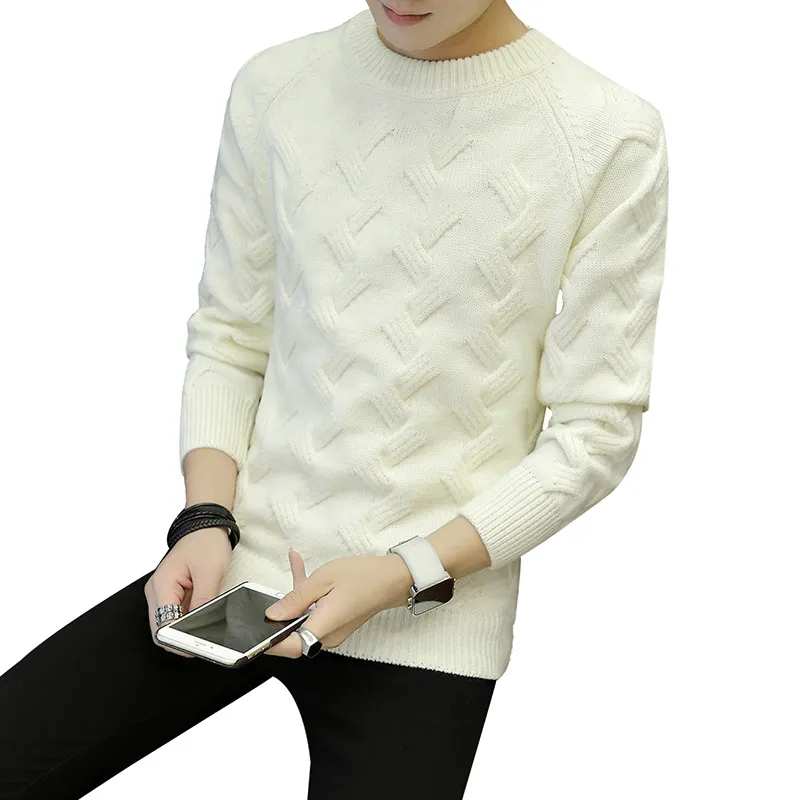 Black White Sweat Sweater Long Leeve para Hombres Solid Sold Fashion Sweater tejido Japón Estilo Mens Designer