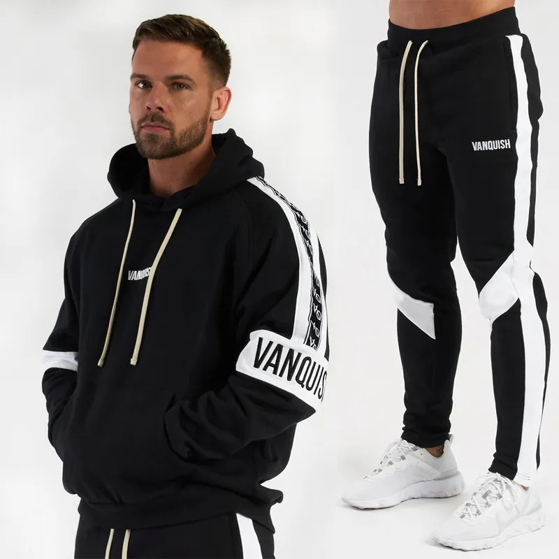 Mäns Tracksuits Mens TrackSuit Streetwear Casual Suit Hoodie Plus Byxor Jogger Utomhus Mode Kläder Sportkläder