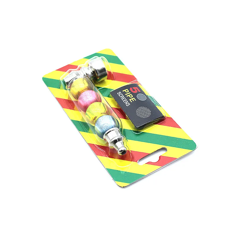 Pipa in metallo Set Kit Tasca per tabacco Bob giamaicano Pipa perline colorate Pipa per erbe fumante staccabile con filtri a rete DHL