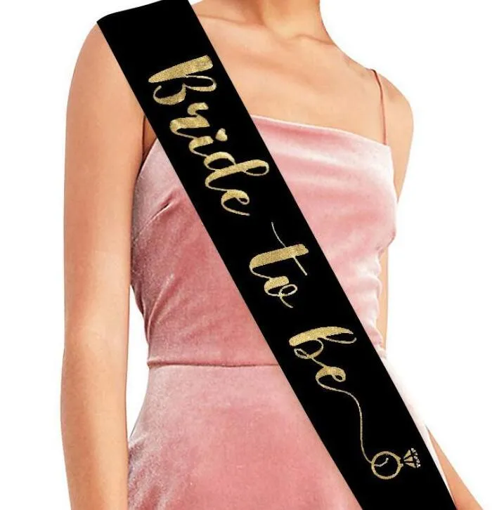 Paquete de 12 bandas únicas para dama de honor de novia para despedida de  soltera (negro, letras de oro rosa)