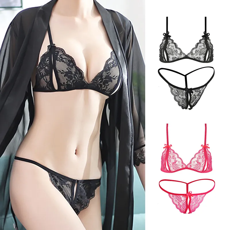 Bras Women Sexy Lingerie Erotic Lace Underwear Exotic Apparel Pants  Transparent Costumes Sleepwear