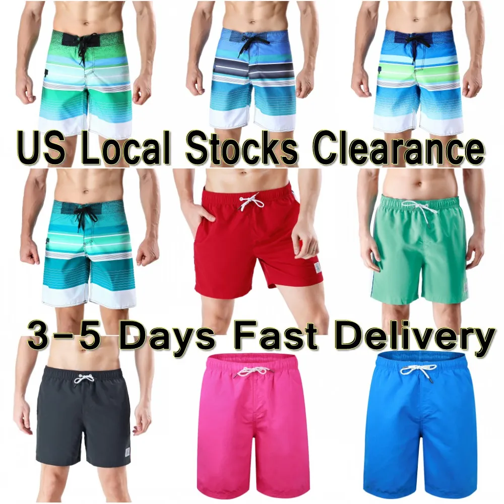 Mens Stretchy Board Shorts Surf Trunks Swimwear With Mesh Lining ...