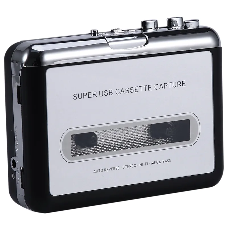 12V USB Cassette Player Tape to PC MP3 CD Switcher Converter Capture O Music Player com fones de ouvido