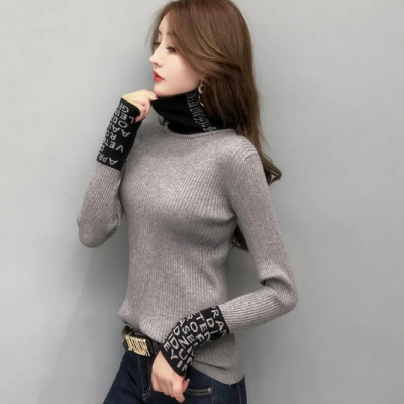 Turtle Neck Knitted Jumper Sweater With Turtleneck Slim Fit Long