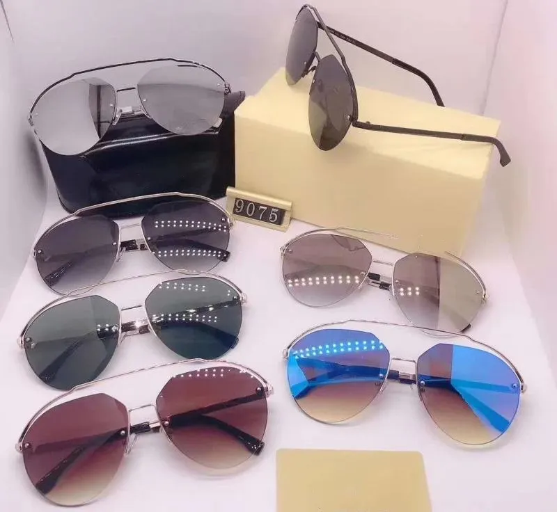 2020 popular new Style Pilot Full rim SunGlasses Hot F9075 delicate Unisex Fashion glasses designer Metal Sun Glasses decorative eyewear