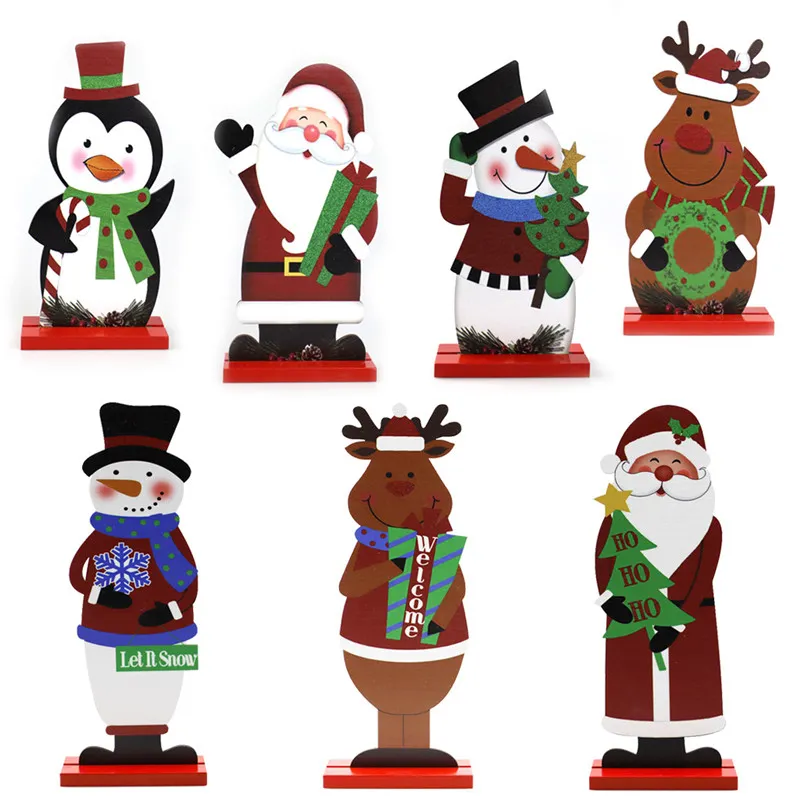 Ornamenti Di Legno Di Natale: Artigianato Di Pupazzo Di Neve Di Babbo Natale 2024 Decori Del Tavolo Le Vacanze Da 1,81 € | DHgate
