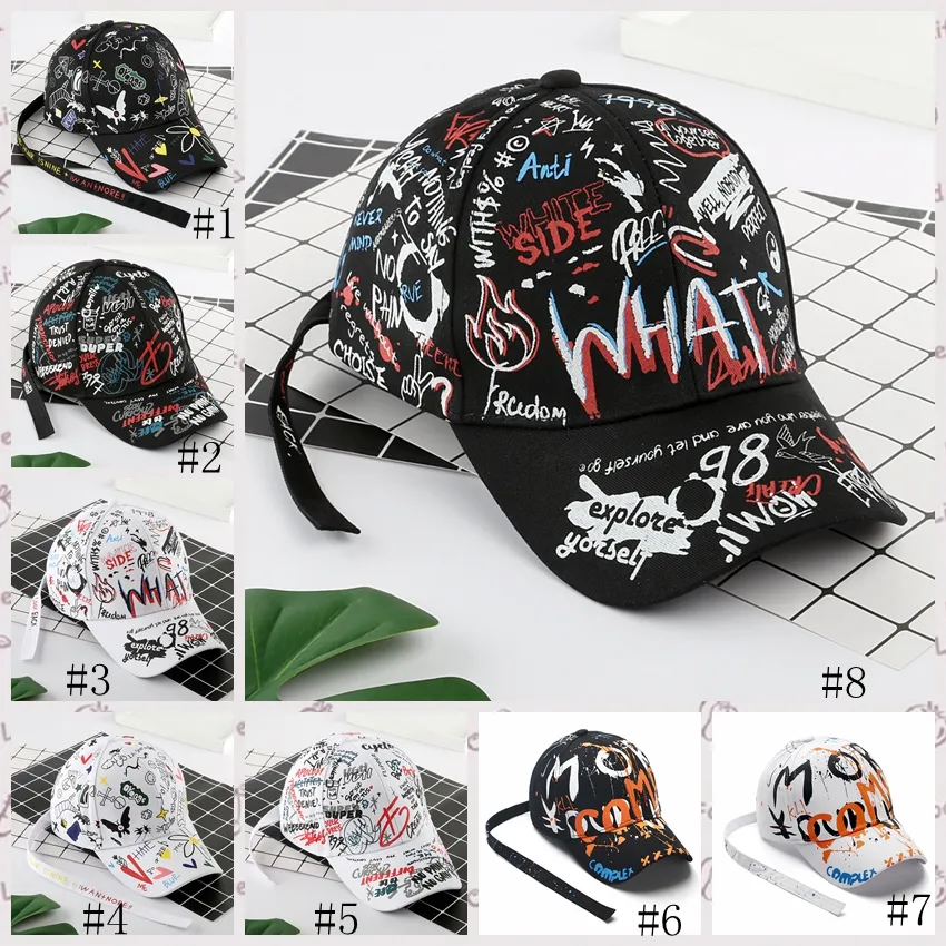 8Styles Graffiti Baseball Cap Long Tail Hip-hop Hat Fashion Outdoor Graffiti Caps Snapback Hip Hop Baseball Hats GGA3664-1