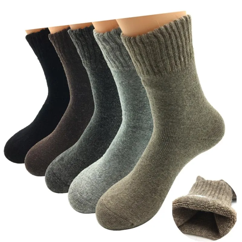 Men's Socks 5 Pairs/Lot Fashion Thick Wool Men Winter Cashmere Breathable Colors