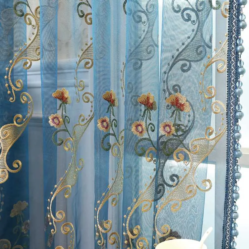 Tende Decorative ricamate blu classiche europee di lusso per tende di  mantovana dell'hotel della cucina su misura della camera da letto del  soggiorno - AliExpress