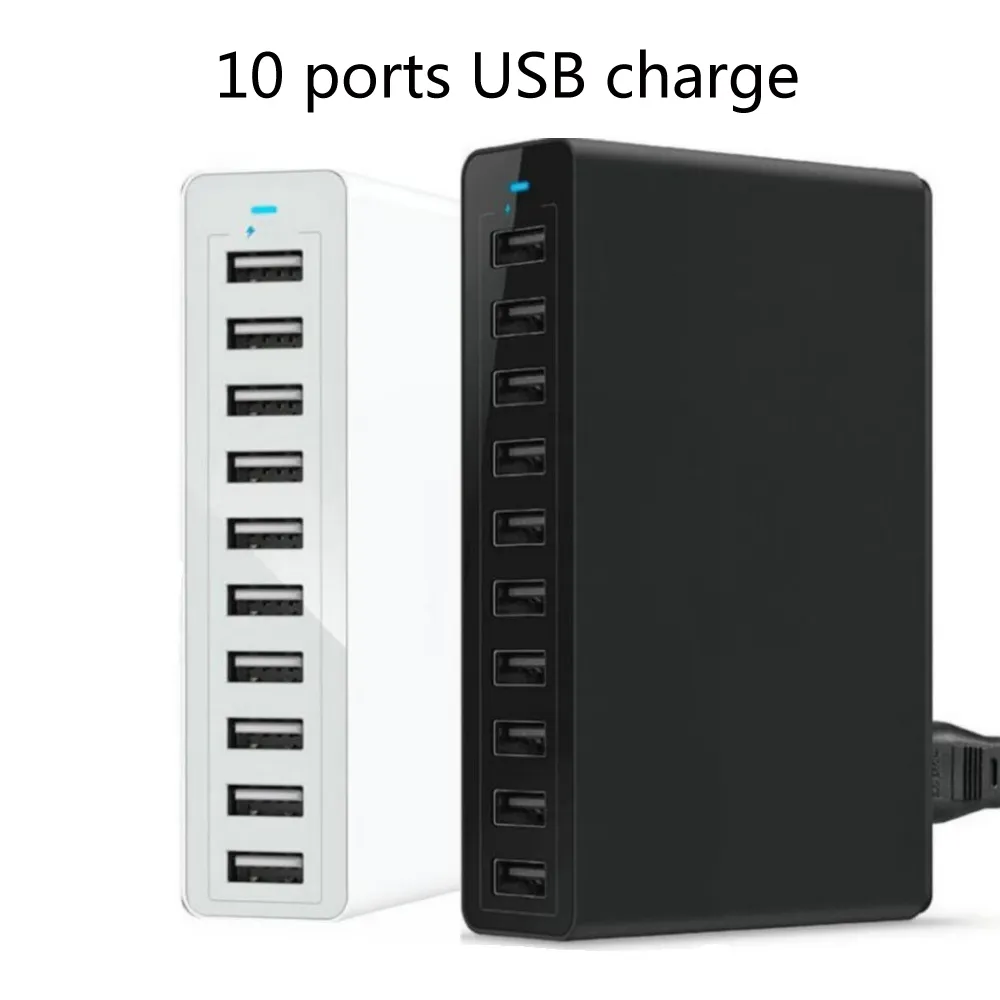 Estación de cargador USB de 50W 10-Ports para teléfonos inteligentes PC Multi Chargers con EE. UU. AU UE UE UK