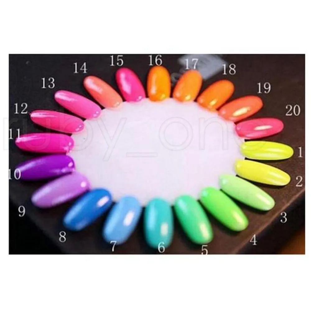 20 Doces Cores Fluorescentes Neon Luminous Gel Nail Polonês Para Brilho em Verniz de Prego Escuro Manicure Manicure Bar Festa Luminosa Esmalte