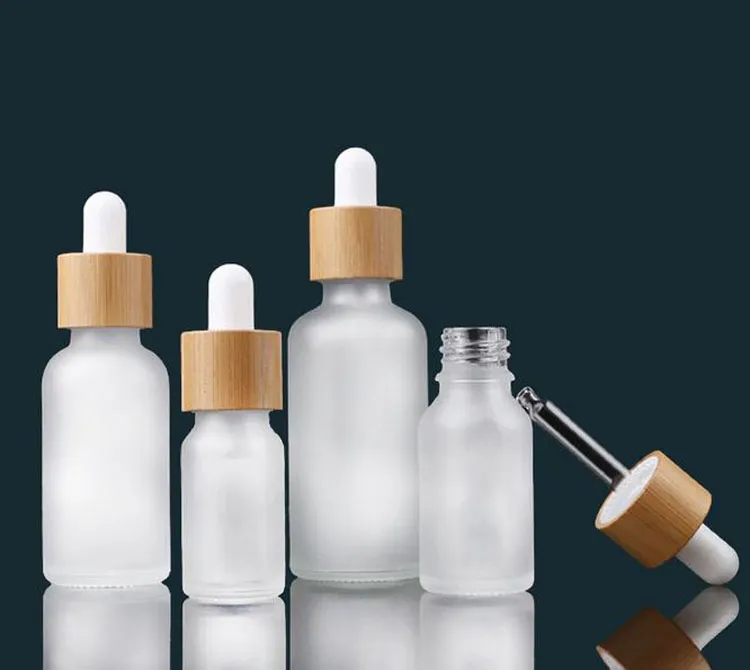 5ml 10ml 15ml 20ml 30ml 50ml oil bottle with bamboo essence in frosted glass 1000pcs wholesale