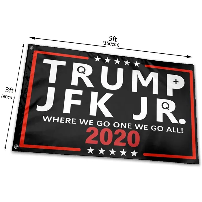 Trump JFK JR Q 2020 flagga 3x5ft, anpassad digital utskrift med 80%, reklam utomhus inomhus, gratis frakt