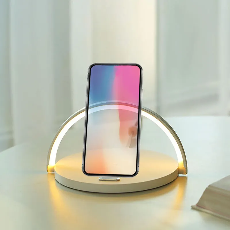 Qi Wireless Charger Table Lamp Mobile Phone Charging Holder Night Light