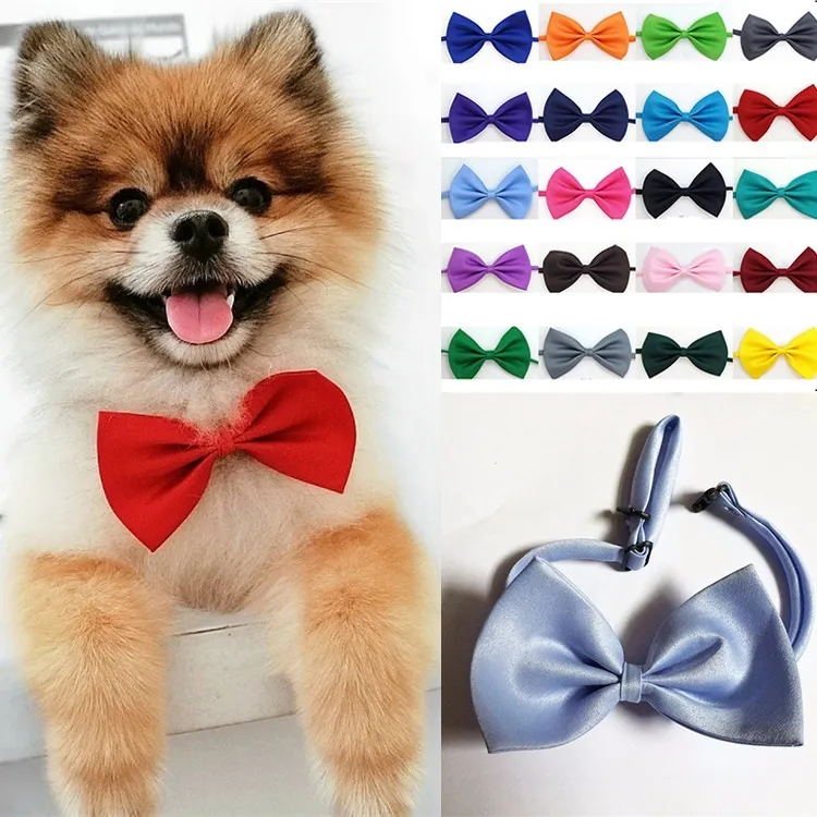 50pcs Adjustable Strap Pet Dog Bow Tie Neck Accessory Necklace Collar Puppy Bright Color Cat Rabbit Pet Cat Bow Bowtie Mix Color