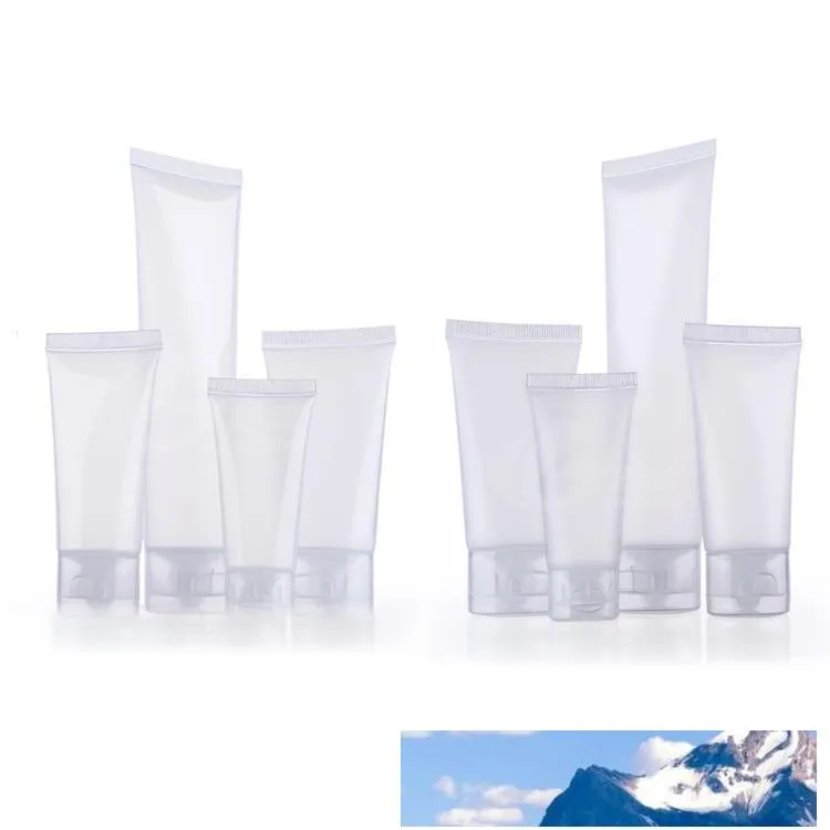 50pcs / lot 15g / 30g / 50g / 100g Esvaziar Clear / geada Tubo cosmético Creme Loção Containers Cuidados Pessoais Emulsão Creme Packaging