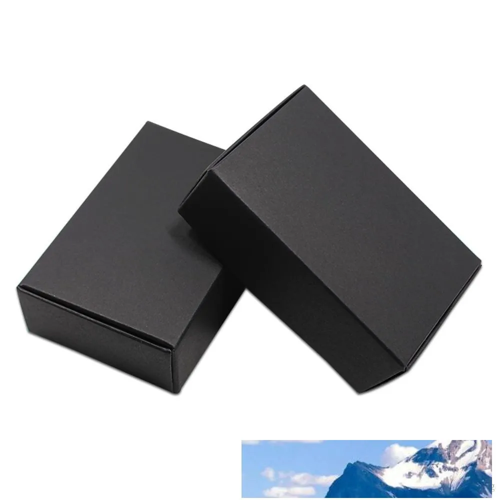 Schwarze Kraftpapier-Verpackungsbox für Schmuck, Ornamente, Zubehör, Bastelpapier, Keksboxen, Schokoladen-Aufbewahrungsverpackungsboxen, 50 Stück, 8 x 6 x 2,2 cm