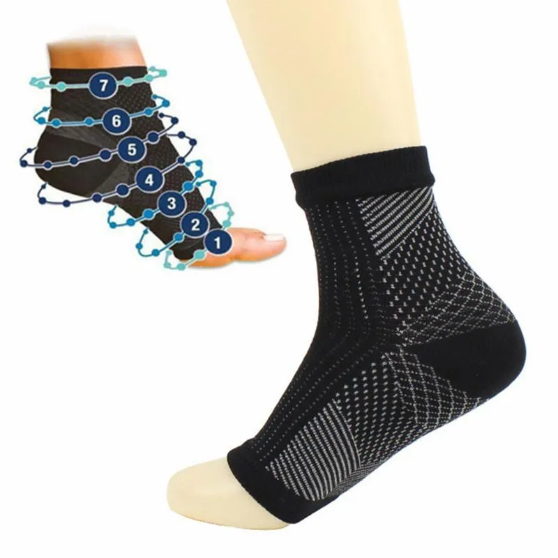 1Pair Nyaste Comfort Foot Anti-trötthet Män / Kvinnor Kompression Strumpor Ärm Elastiska Bomull Strumpor För Män / Kvinnor Guard Ankel