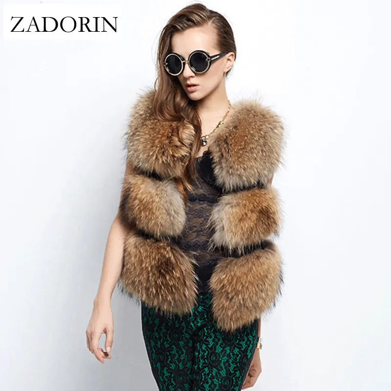 ZADORIN Autunno Inverno Moda Donna Gilet di Pelliccia Sintetica Senza Maniche Canotta di Procione Gilet di Pelliccia Gilet Manteau Fourrure Femme Gilet S-2XL