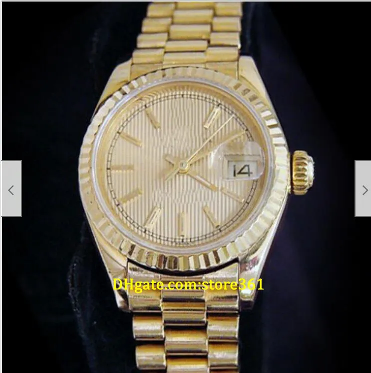 20 estilos Vestido casual Mecânico Automático 26mm Sólido Ouro Amarelo 18K Relógio Presidente Tapeçaria Dial 69178