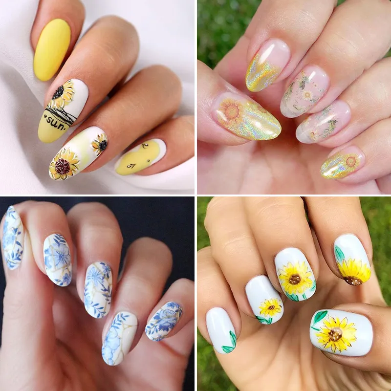SUMMER SUNFLOWER NAIL ART | Yellow nails design, Sunflower nails, Sunflower  nail art