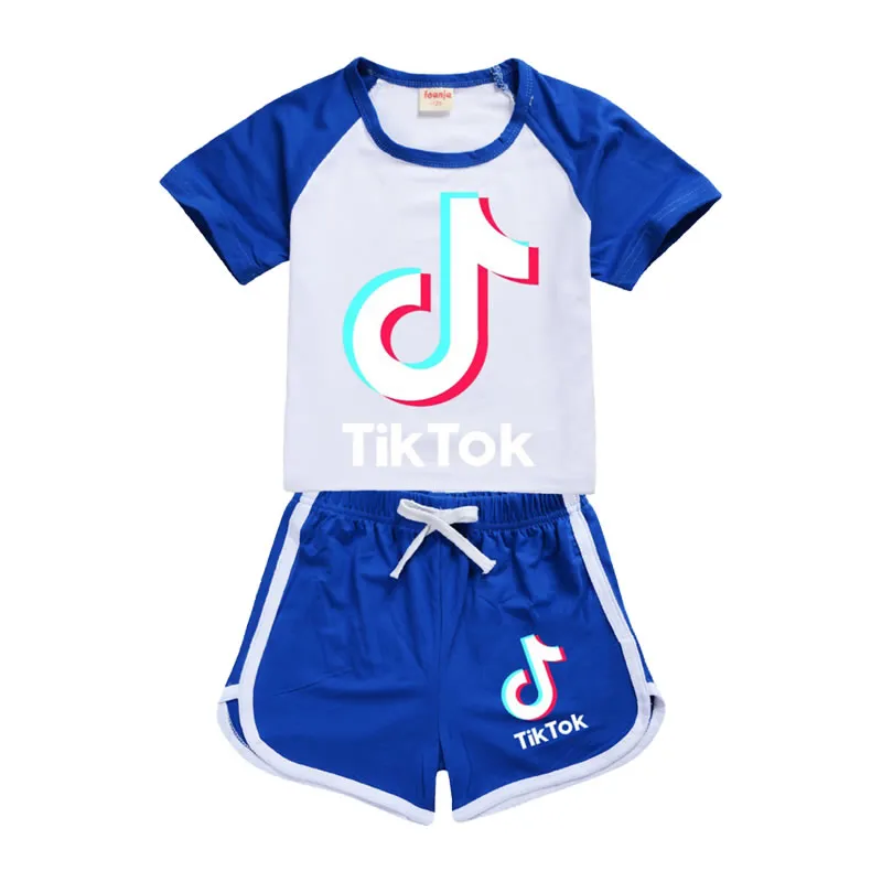 Ete Tik Tok Ensemble Pour Grand Garcon Fille Vetements Mode Enfant Coton T Shirt Top Sport Casual Shorts Pantalon 2pc Outfit Enfants Boutique