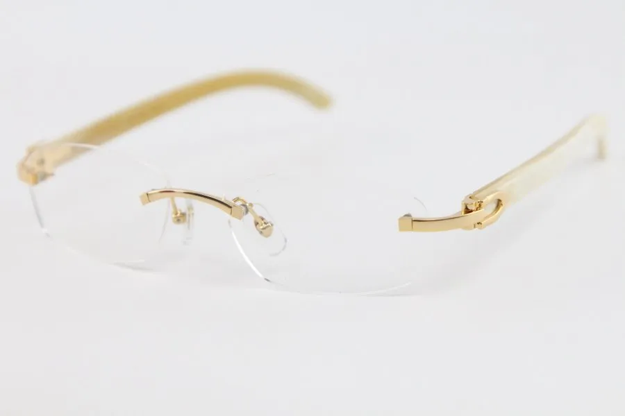 Producenci hurtowi mężczyźni kobiety bez oprawek srebrna metalowa rama Okulary Nowe Bez Oprawek Białe Buffalo Horn Okulary Dekoracji złote okulary