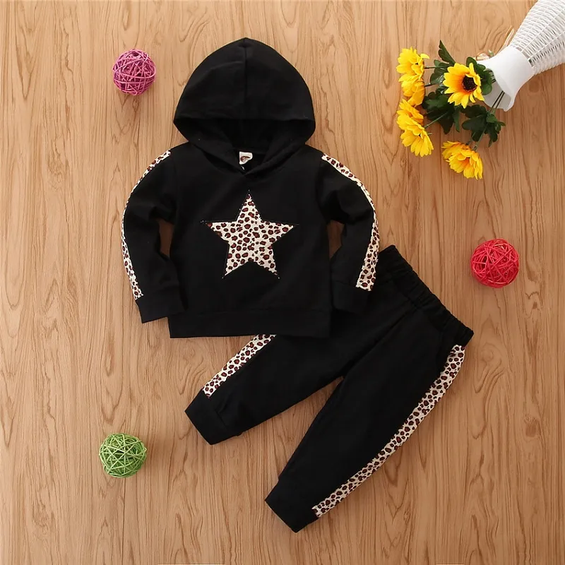 2020 Ins Leopard Baby Girls Garnitury Dzieci Dres Ustaw Girls Dressuit Hoodie + Spodnie 2 Sztuk Kids Sets Girls Casual Garnitury Baby Sportswear M785