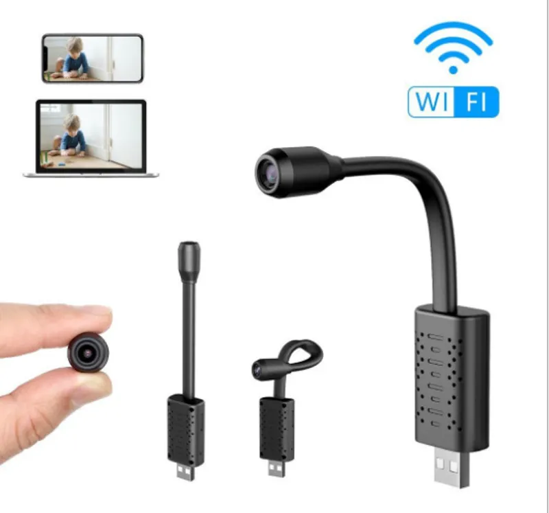 WiFi USB IP Camear Surveillance Mini USBインラインポータブルカムフルHD 1080P CCTV SDカードクラウドストレージスマートAI人間検出V380