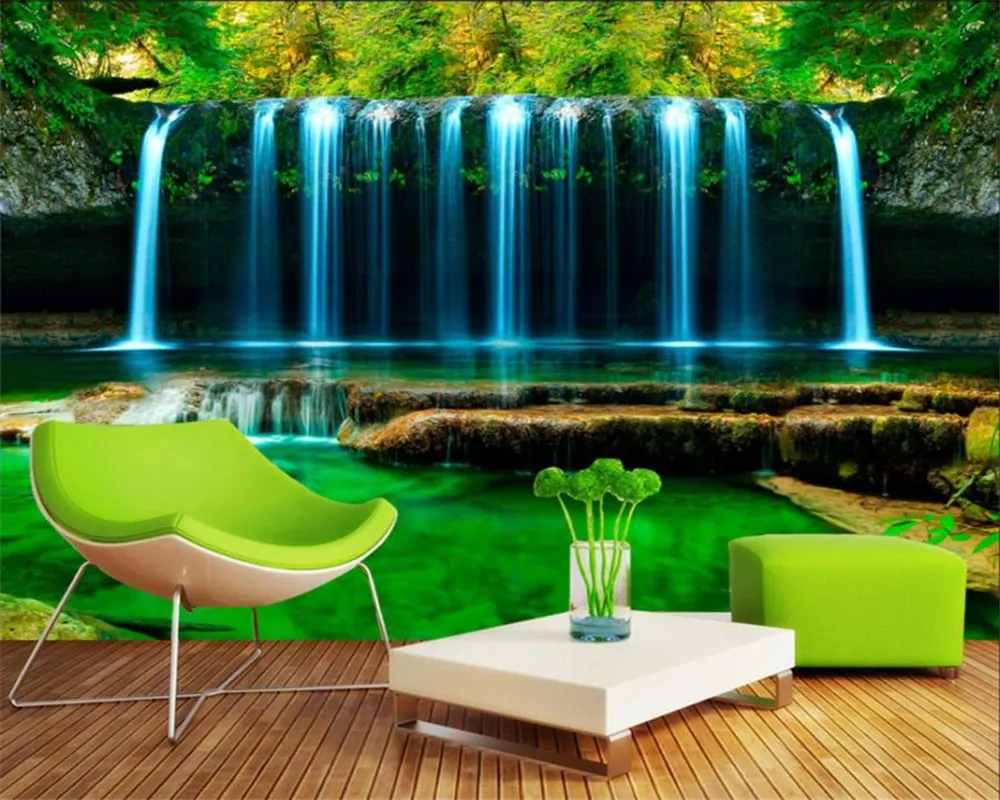 3d landschap behang fantasie wonderland stromende water waterval landschap tv achtergrond muur interieur decoratie 3d muurschildering behang