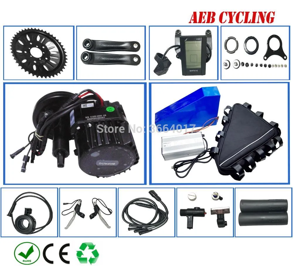 Mid Crank Motor Kits With Li Ion 30Ah Triangle Battery Pack For Fat
