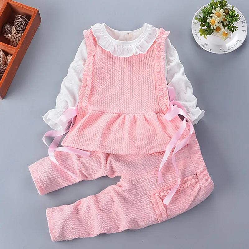 Baby Girl Clothes Sets For Children Long Sleeve Casual Toddler Girls Baby Suit for Kid 1 2 3 4 6 Years