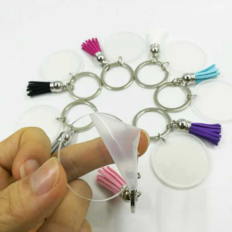 Comércio Exterior Moda Simples Transparente Acrílico Keychain Versão Coreana de Velvet Tassel Pingente Chaveiro
